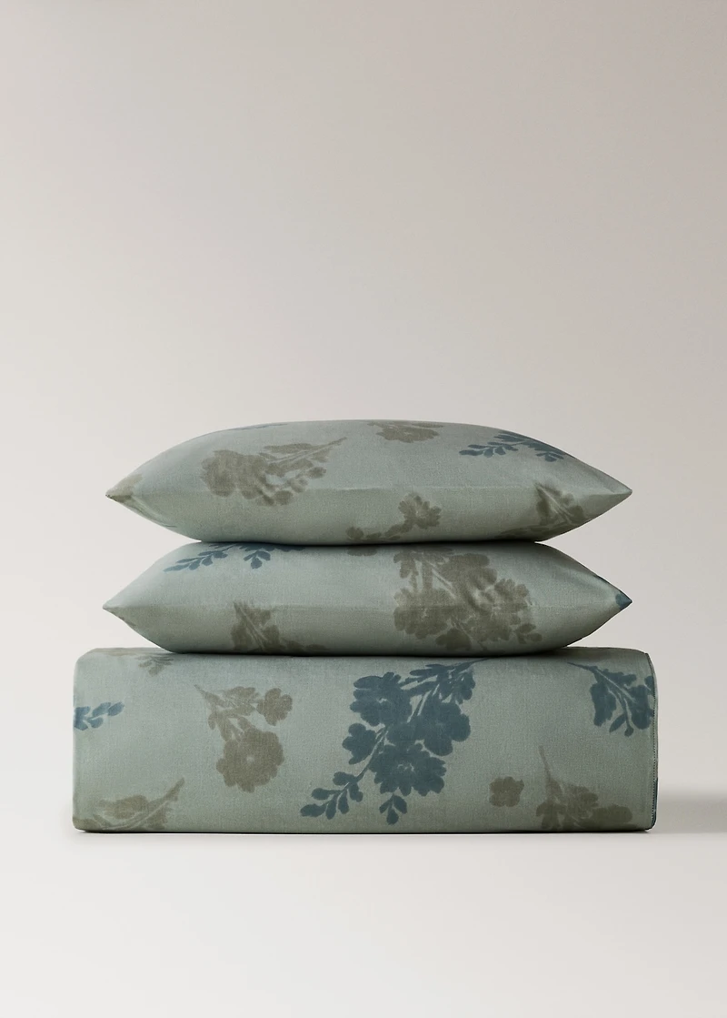 200-thread count percale cotton duvet cover with blurred floral print for 90 cm bed