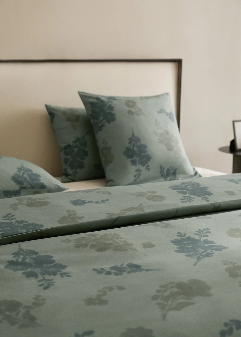 200-thread count percale cotton duvet cover with blurred floral print for 150/160 cm bed