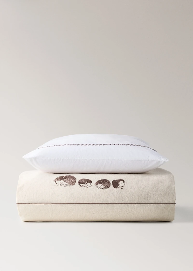 Children's cotton-linen duvet cover with embroidered hedgehogs for 90 cm bed