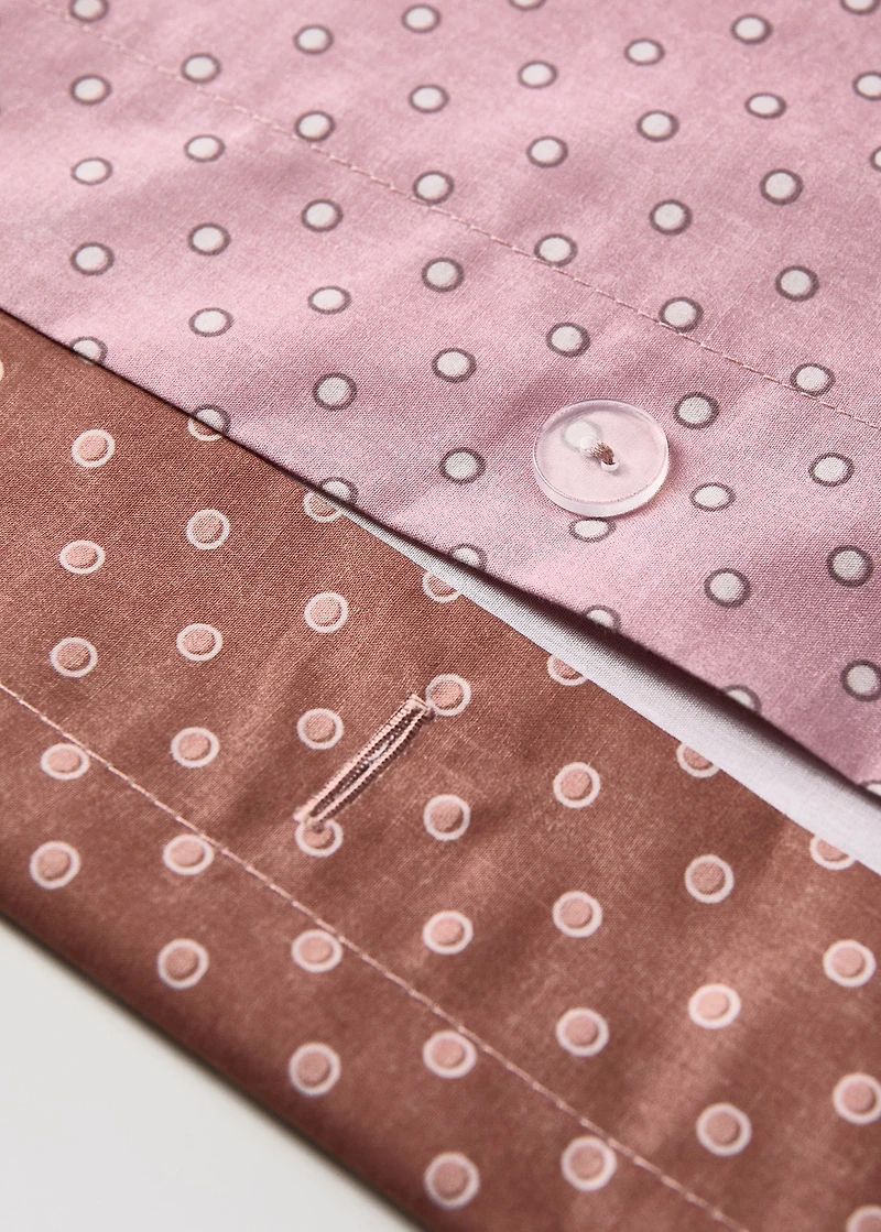 Reversible cotton polka-dot duvet cover for 90 cm bed