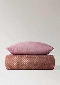 Reversible cotton polka-dot duvet cover for 90 cm bed
