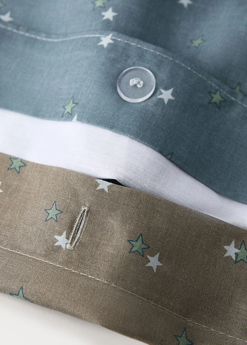 Children's reversible cotton duvet cover with star print for 90 cm bed