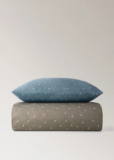 Children's reversible cotton duvet cover with star print for 90 cm bed