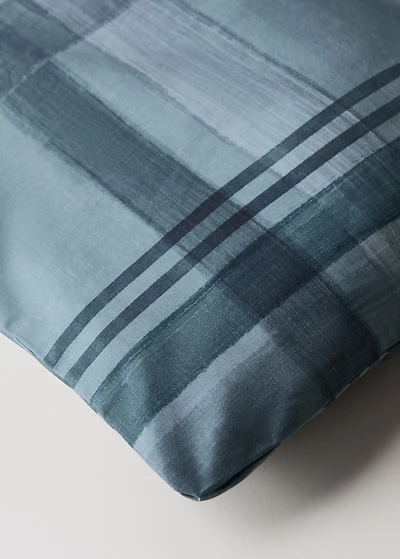 Percale cotton watercolor check-print duvet cover for 90 cm bed