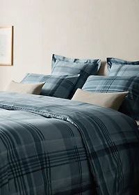 Percale cotton watercolour check-print duvet cover for 135/140 cm bed