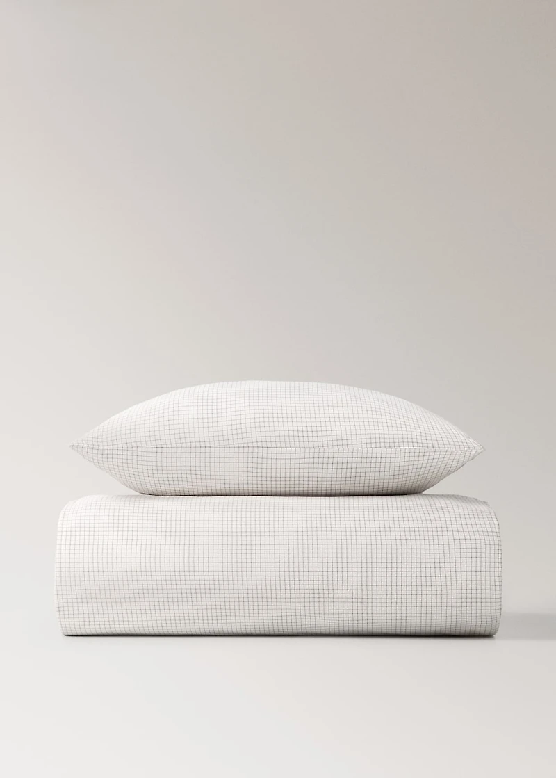 Children's duvet cover in yarn-dyed cotton with mini-check pattern for 90 cm bed