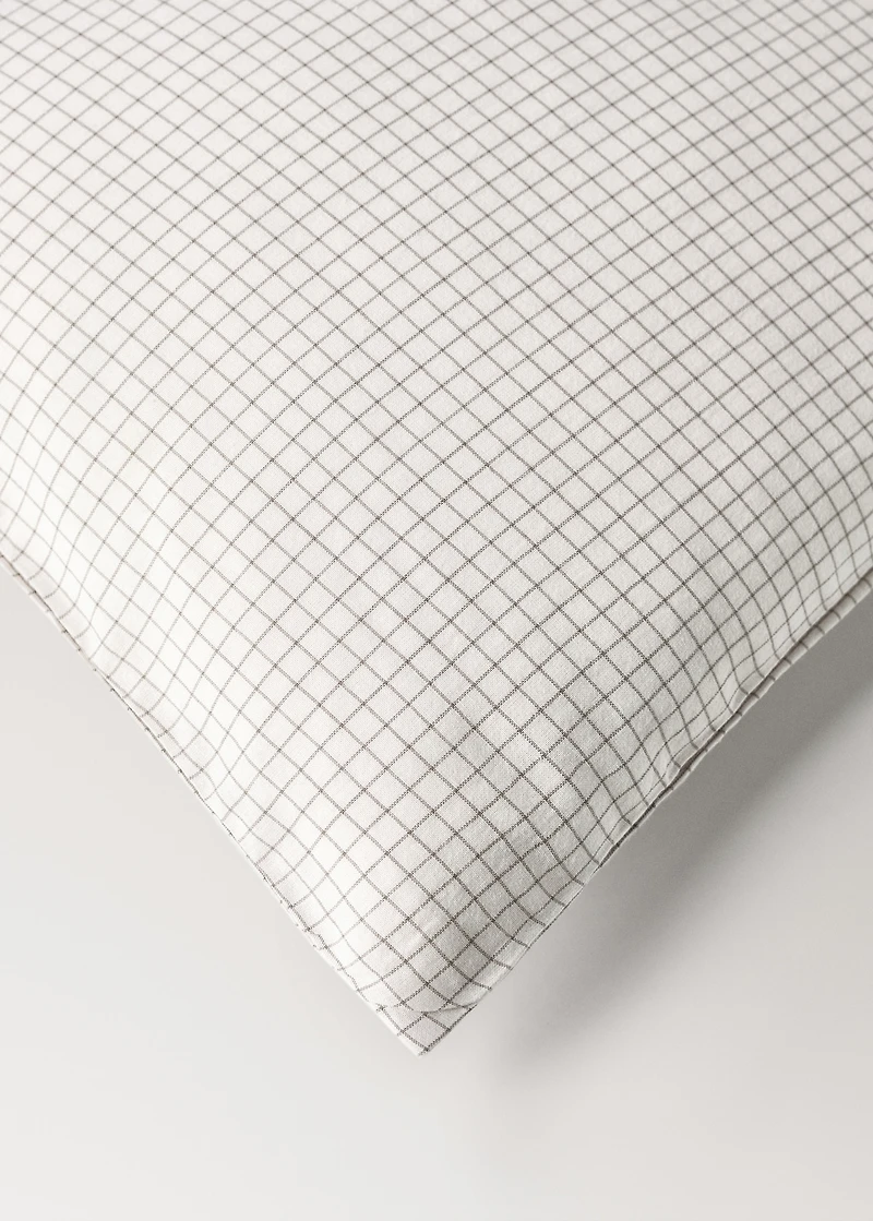 Children's duvet cover in yarn-dyed cotton with mini-check pattern for 90 cm bed