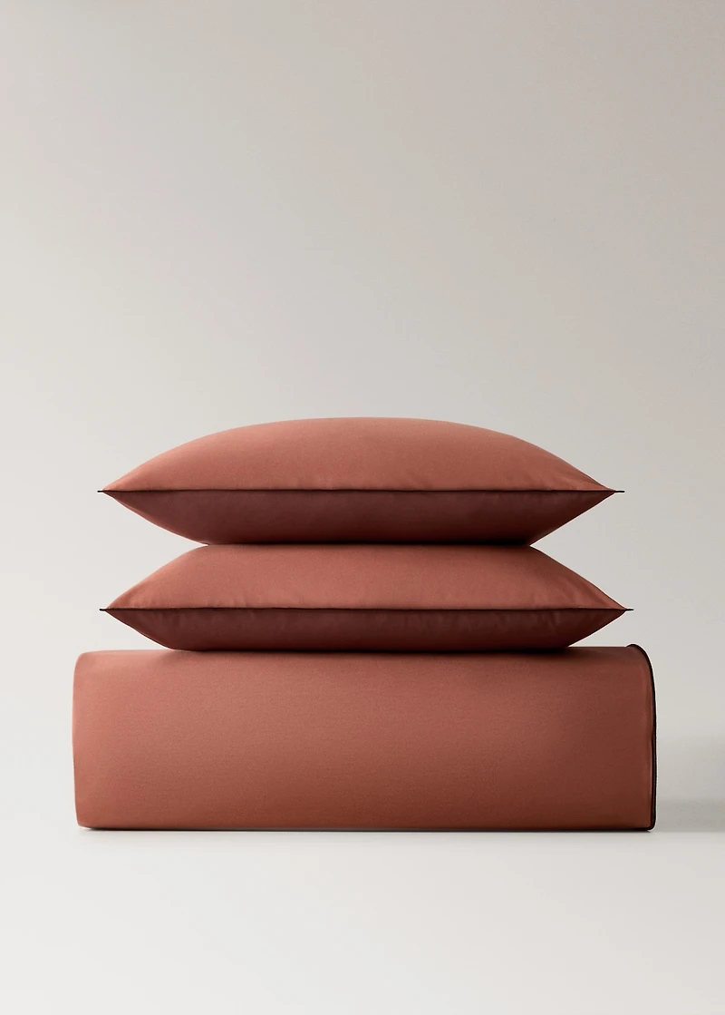 200-thread count percale cotton duvet cover with contrasting overlock for 200 cm bed