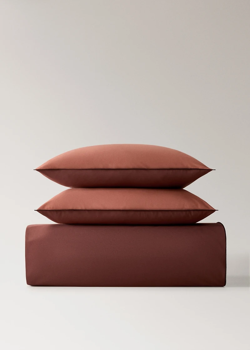 200-thread count percale cotton duvet cover with contrasting overlock for 200 cm bed