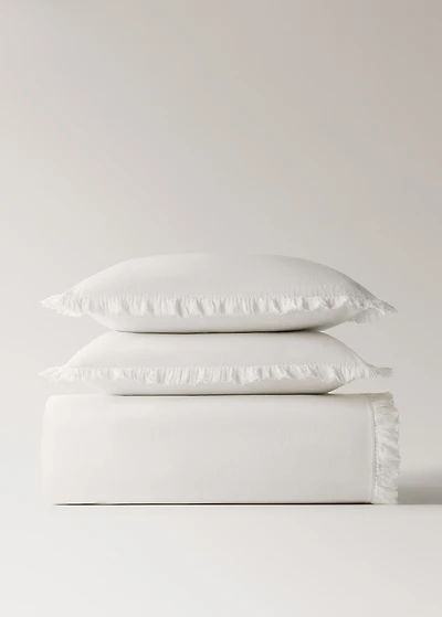 Percale cotton duvet cover with chiffon ruffle for 200 cm bed