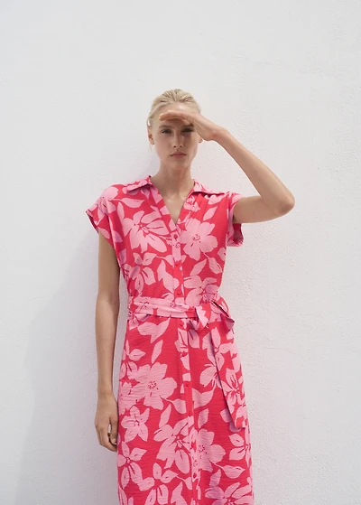 Floral-print shirt-style dress