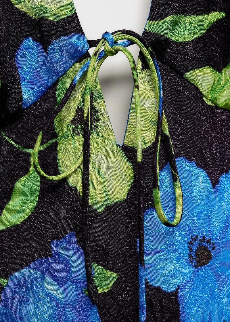 Floral-print halter-neck dress