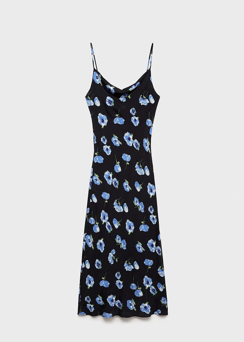 Midi-dress with draped neckline