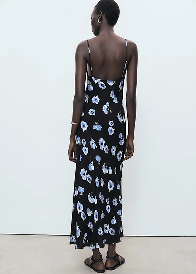 Midi-dress with draped neckline