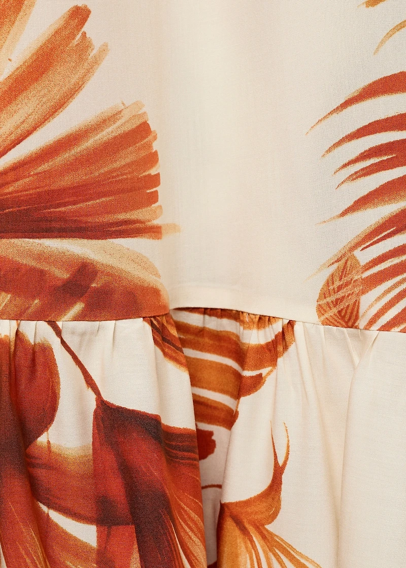 Palm-tree print halter dress