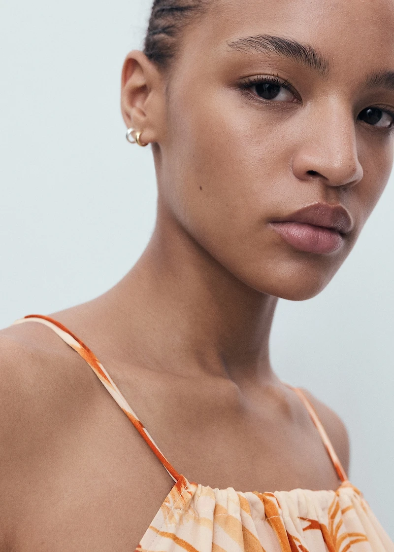 Palm-tree print halter dress