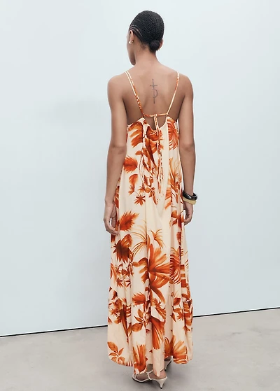 Palm-tree print halter dress