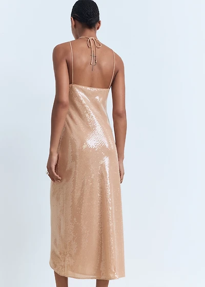 Sequined halter neck dress