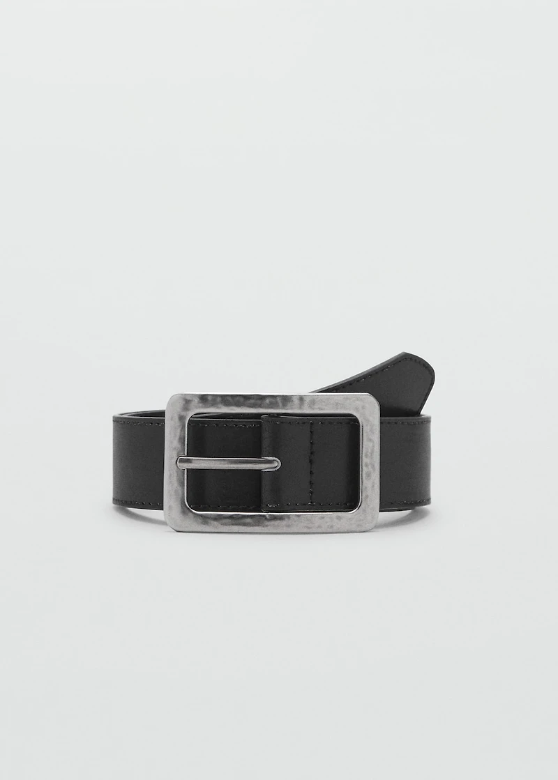 Textured square buckle belt