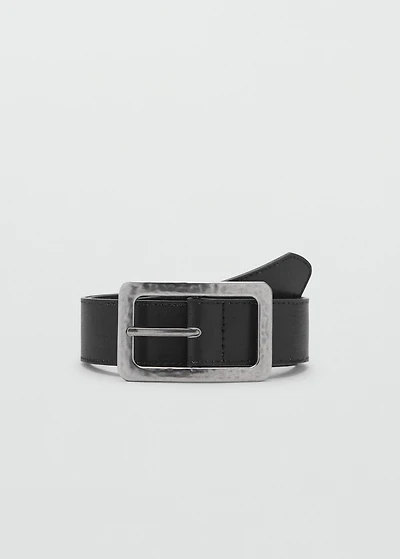 Textured square buckle belt