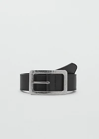 Textured square buckle belt