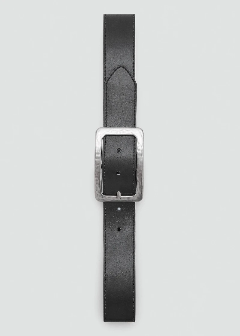 Textured square buckle belt