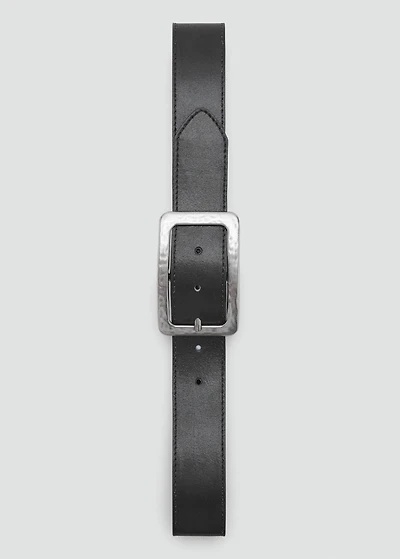 Textured square buckle belt