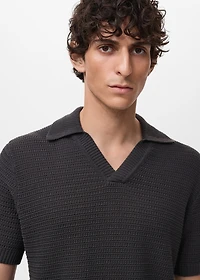 Crochet cotton polo shirt