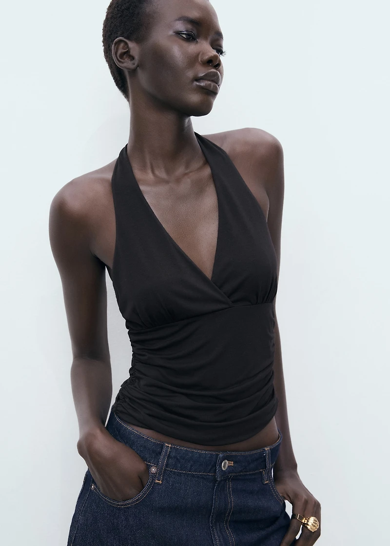 V-neck top with open back