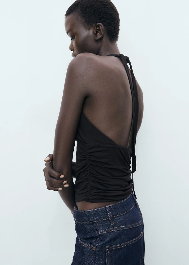 V-neck top with open back