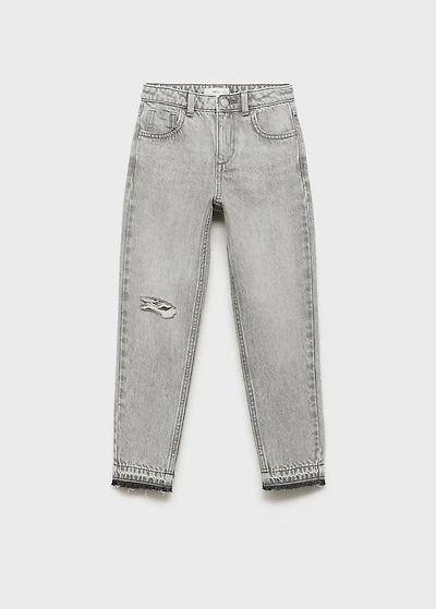 Mom fit decorative rips jeans