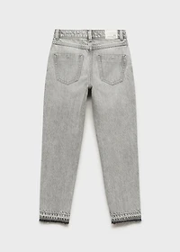 Mom fit decorative rips jeans