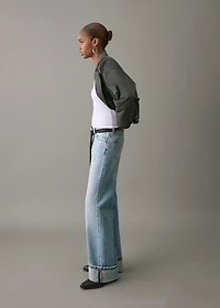 Wide leg jeans with turned-up hem