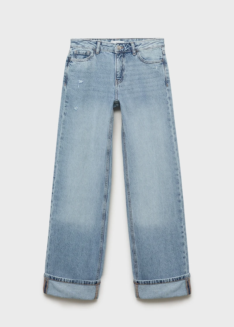 Wide leg jeans with turned-up hem