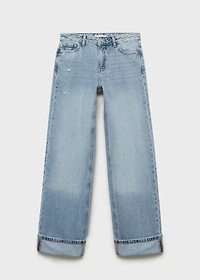 Wide leg jeans with turned-up hem