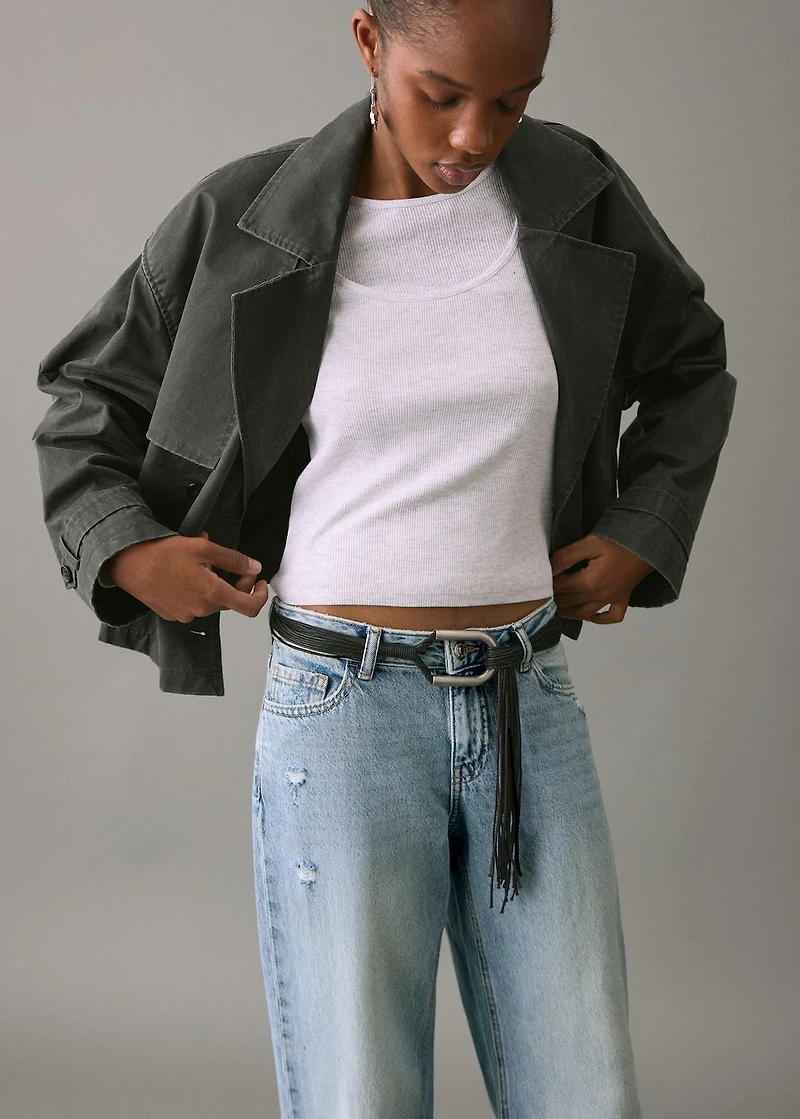 Wide leg jeans with turned-up hem