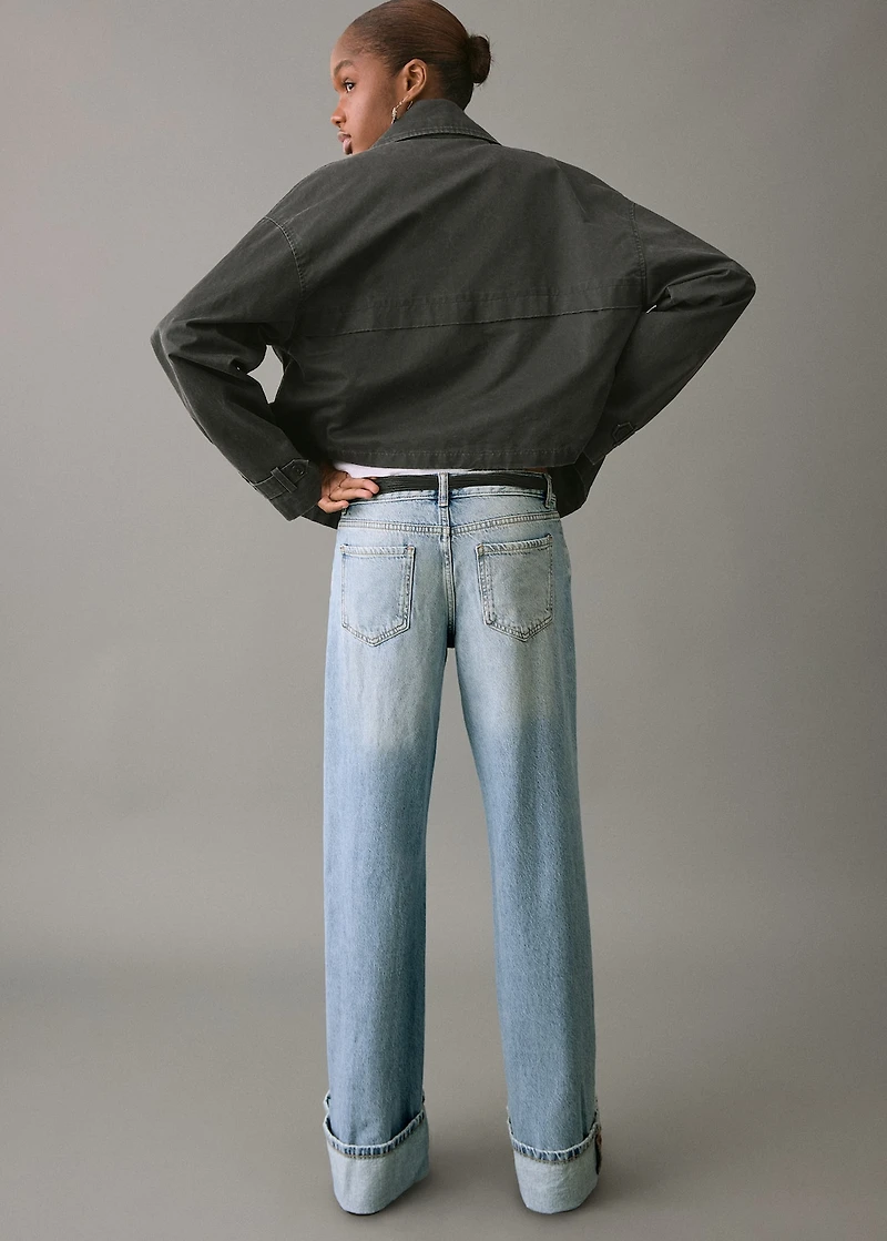 Wide leg jeans with turned-up hem