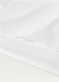 Cotton top sheet with lace embroidery for 70.9/78.7 inches bed