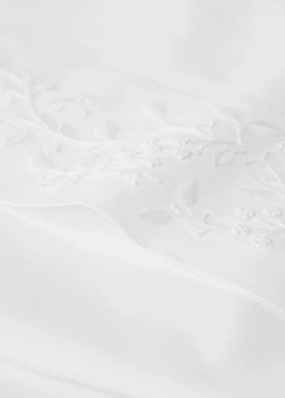 Cotton percale top sheet with embroidered flowers for cm bed