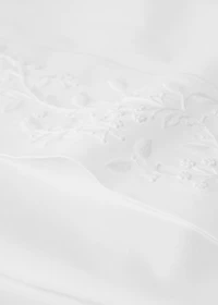 Cotton percale top sheet with embroidered flowers for 180/200 cm bed