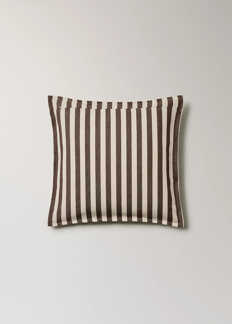 Cotton two-tone cushion cover with woven stripes 50x50 cm