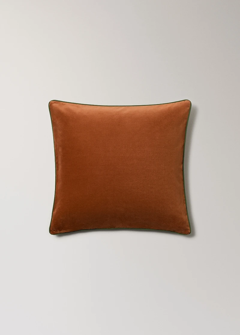 Velvet cushion cover with contrasting piping 50x50 cm