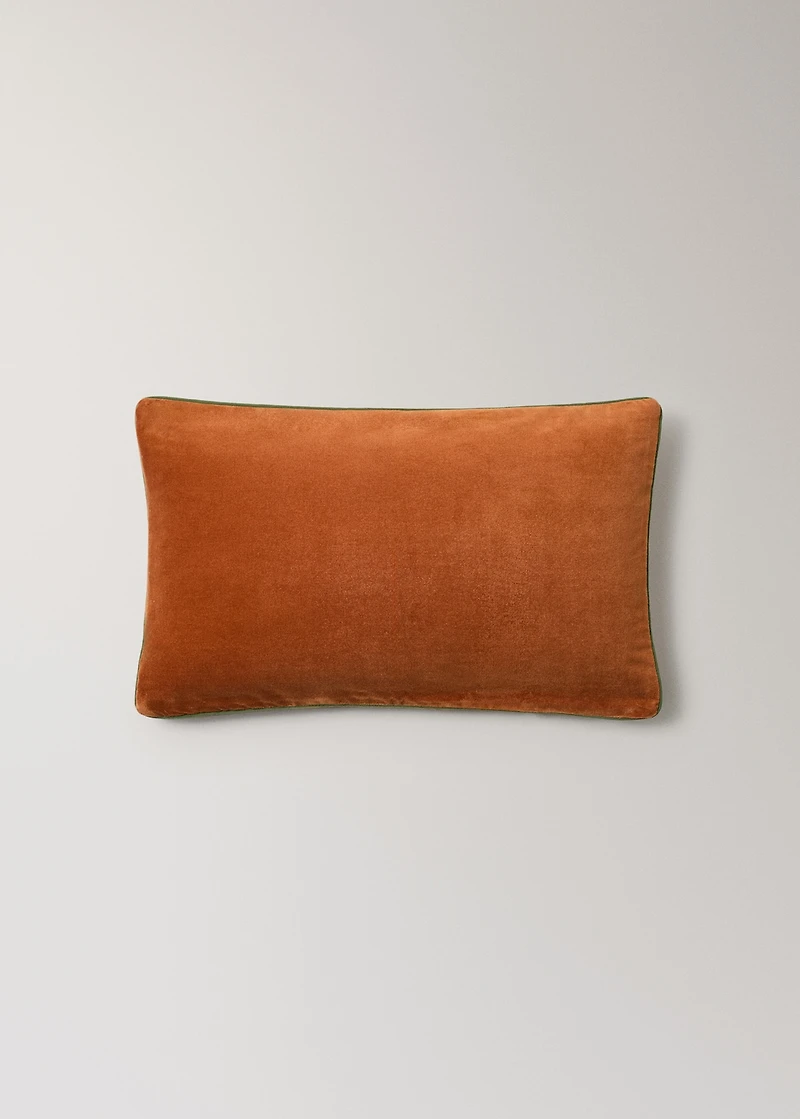 Velvet cushion cover with contrasting piping 30x50 cm