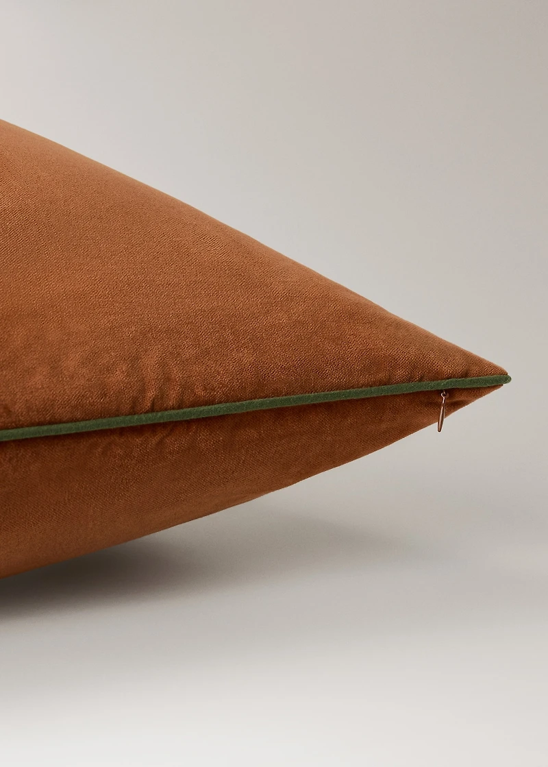 Velvet cushion cover with contrasting piping 60x60 cm