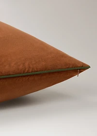 Velvet cushion cover with contrasting piping 60x60 cm