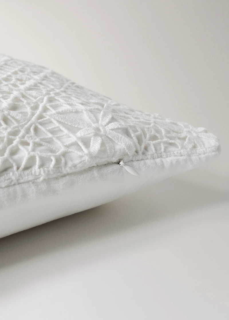 Embroidered cotton cushion cover 11.8x19.6in