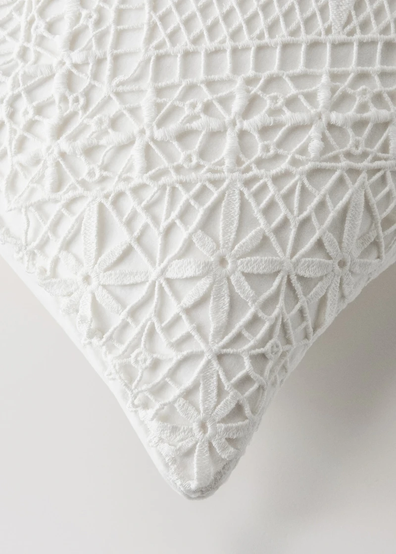 Embroidered cotton cushion cover 11.8x19.6in