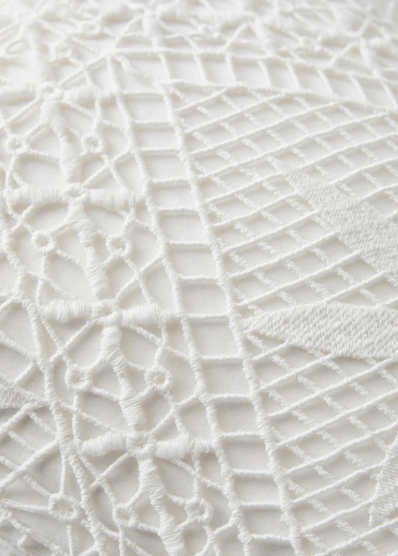 Embroidered cotton cushion cover 11.8x19.6in