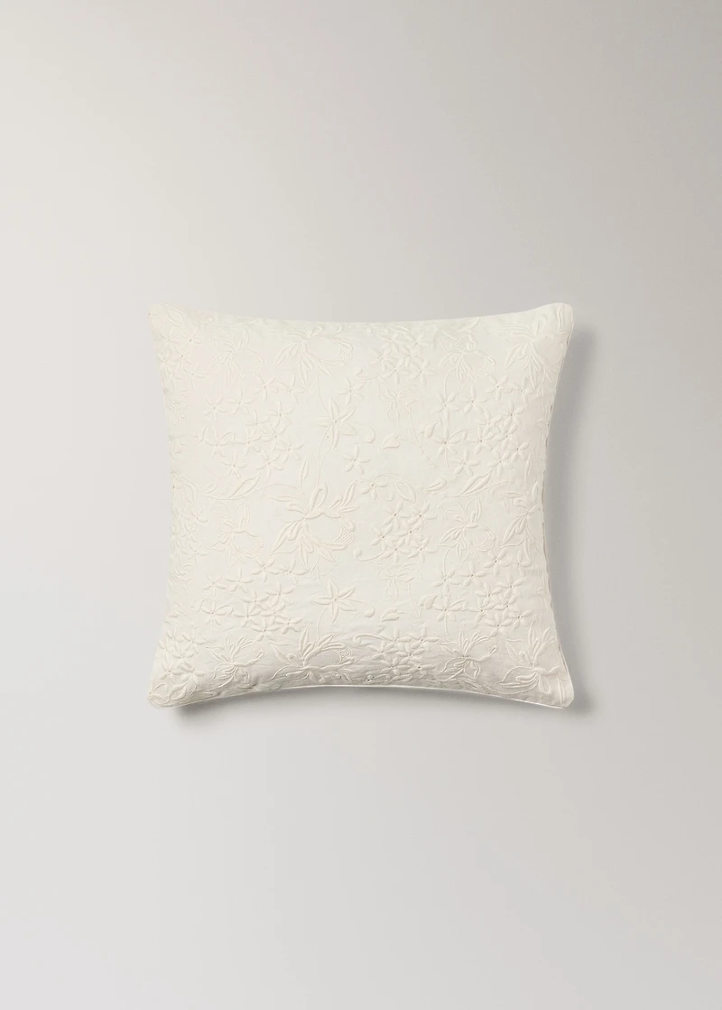 Cotton linen embroidered cushion cover 50x50 cm