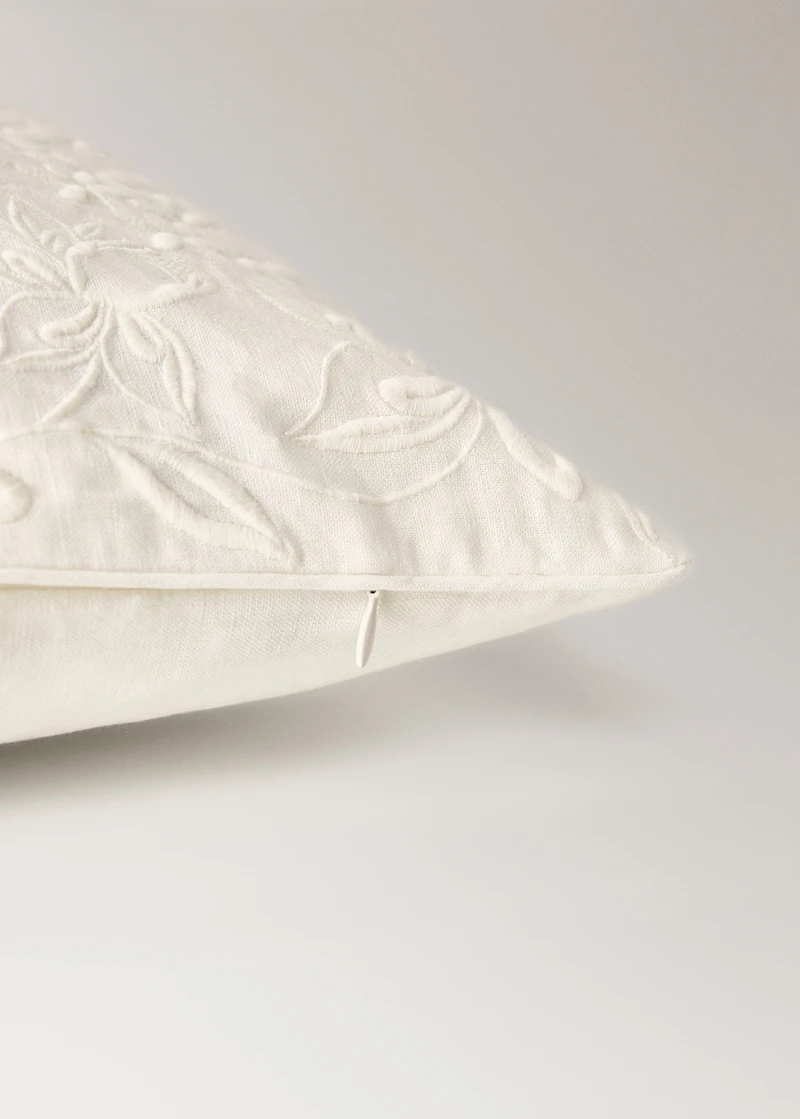 Cotton linen embroidered cushion cover 50x50 cm